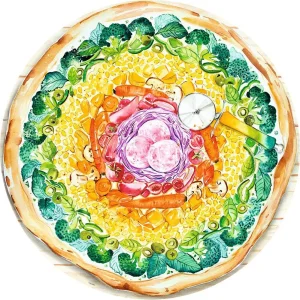 Kulaté puzzle Kruh barev: Pizza 500 dílků