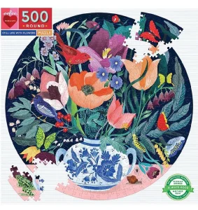 Kulaté puzzle Zátiší s květinami 500 dílků