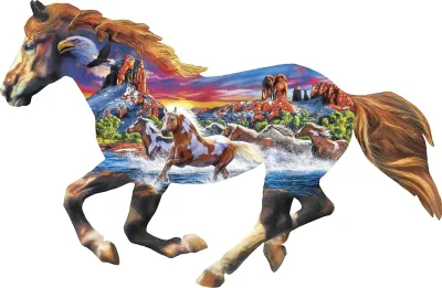 Obrysové puzzle Běžící koně 1000 dílků