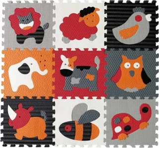 Pěnové puzzle Zvířata šedá-červená SX (30x30)