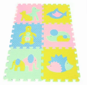 Pěnový koberec v pastelových barvách Zvířecí rodinky II. 6ks (30x30)