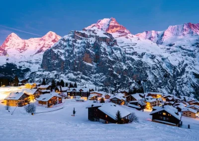 Puzzle Dechberoucí hory: Bernská vysočina, Murren ve Švýcarsku 1000 dílků