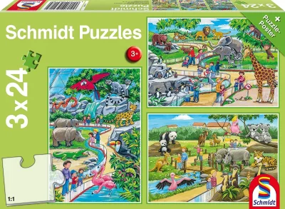 Puzzle Den v zoo 3x24 dílků