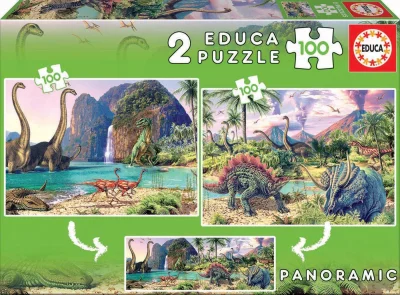 Puzzle Panorama Dinosauří svět 2x100 dílků