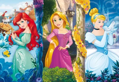 Puzzle Disney princezny: Ariel, Locika a Popelka MAXI 60 dílků