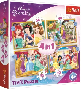 Puzzle Disney princezny: Šťastný den 4v1 (35,48,54,70 dílků)