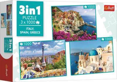 Puzzle Itálie, Španělsko, Řecko 3x1000 dílků