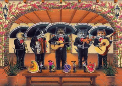 Puzzle Kočičí flamenco skupina 500 dílků