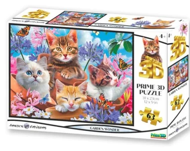 Puzzle Koťata v zahradě 3D 63 dílků