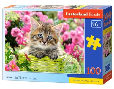 Puzzle Kotě v květinové zahradě 100 dílků
