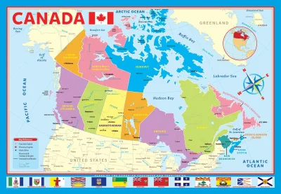 Puzzle Mapa Kanady 200 dílků