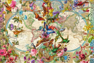 Puzzle Mapa světa s flórou a faunou 3000 dílků