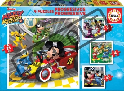 Puzzle Mickey a závodníci 4v1 (12,16,20,25 dílků)