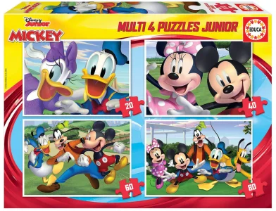 Puzzle Mickey Mouse a přátelé 4v1 (20,40,60,80 dílků)