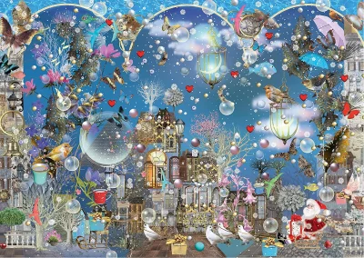 Puzzle Modré vánoční nebe 1000 dílků