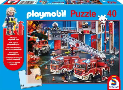 Puzzle Playmobil Hasičský sbor 40 dílků + figurka Playmobil