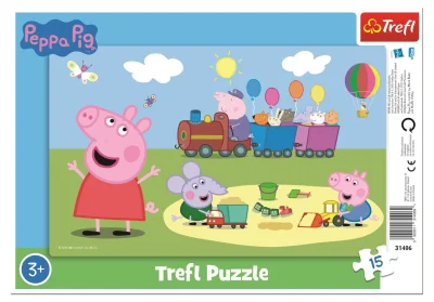 Puzzle Prasátko Peppa: Veselý vláček 15 dílků