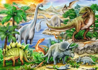 Puzzle Prehistorický život 60 dílků