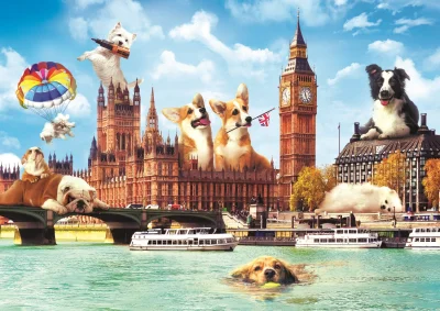 Puzzle Legrační města: Psi v Londýně 1000 dílků