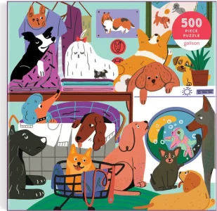 Čtvercové puzzle Psi v prádelně 500 dílků
