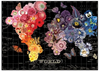 Puzzle Rozkvetlá mapa světa 1000 dílků