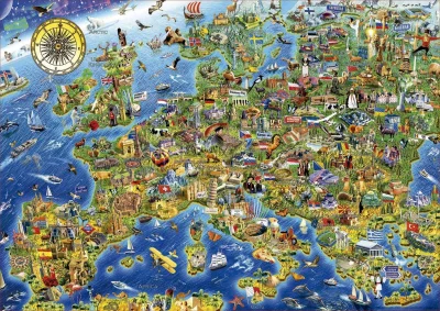 Puzzle Šílená mapa Evropy 500 dílků
