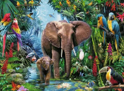 Puzzle Sloni v džungli XXL 150 dílků