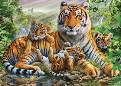 Puzzle Tygřice a mláďata 1000 dílků