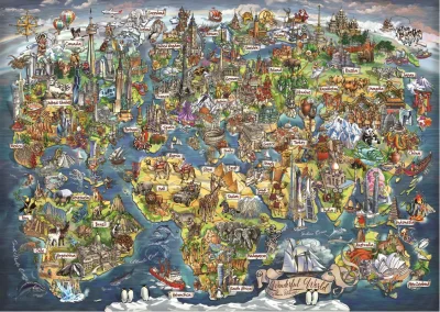 Puzzle Úžasná mapa světa 3000 dílků