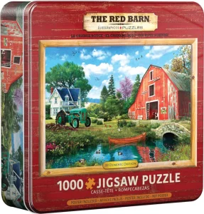 Puzzle v plechové krabičce Červená stodola 1000 dílků