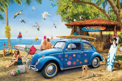 Puzzle VW Brouk a surfaři 1000 dílků