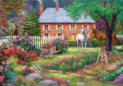 Puzzle Zahrada s koňmi 1500 dílků
