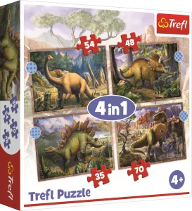 Puzzle Zajímaví dinosauři 4v1 (35,48,54,70 dílků)