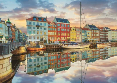 Puzzle Západ slunce v Kodaňském přístavu 2000 dílků