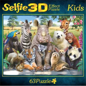 Puzzle Zoo selfie 3D 63 dílků