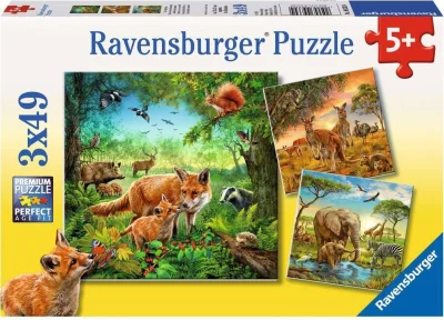 Puzzle Zvířata 3x49 dílků