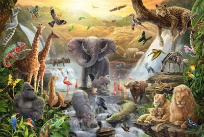 Puzzle Zvířata v Africe 60 dílků