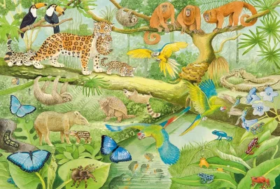Puzzle Zvířata v džungli 100 dílků