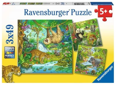 Puzzle Zvířata v džungli 3x49 dílků