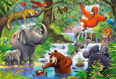 Puzzle Zvířátka v džungli MAXI 40 dílků