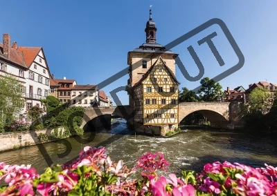 Puzzle Bamberg, Regnitz a stará radnice 1000 dílků