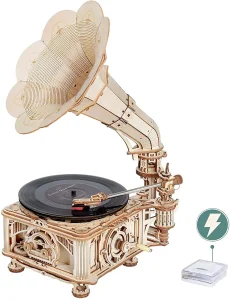 Rokr 3D dřevěné puzzle Klasický gramofon 424 dílků