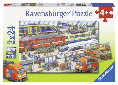 Puzzle Rušné vlakové nádraží 2x24 dílků
