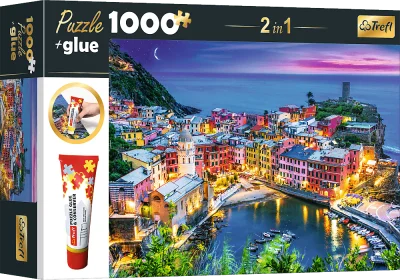 Sada 2v1 puzzle Vernazza, Ligurie, Itálie 1000 dílků s lepidlem