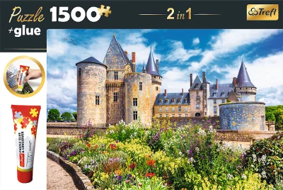 Sada 2v1 puzzle Zámek Sully-sur-Loire, Francie 1500 dílků s lepidlem