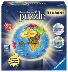 Svítící puzzleball Globus 72 dílků