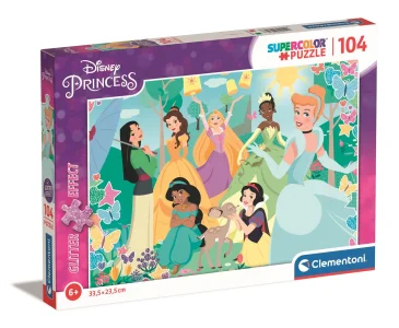 Třpytivé puzzle Disney princezny v zahradě 104 dílků
