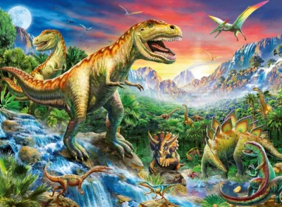 Puzzle V dobách dinosaurů XXL 100 dílků