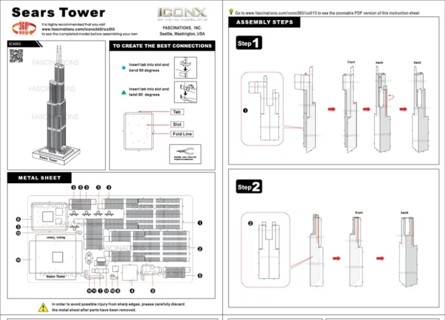 METAL EARTH 3D puzzle Sears Tower (Willis Tower) (ICONX)