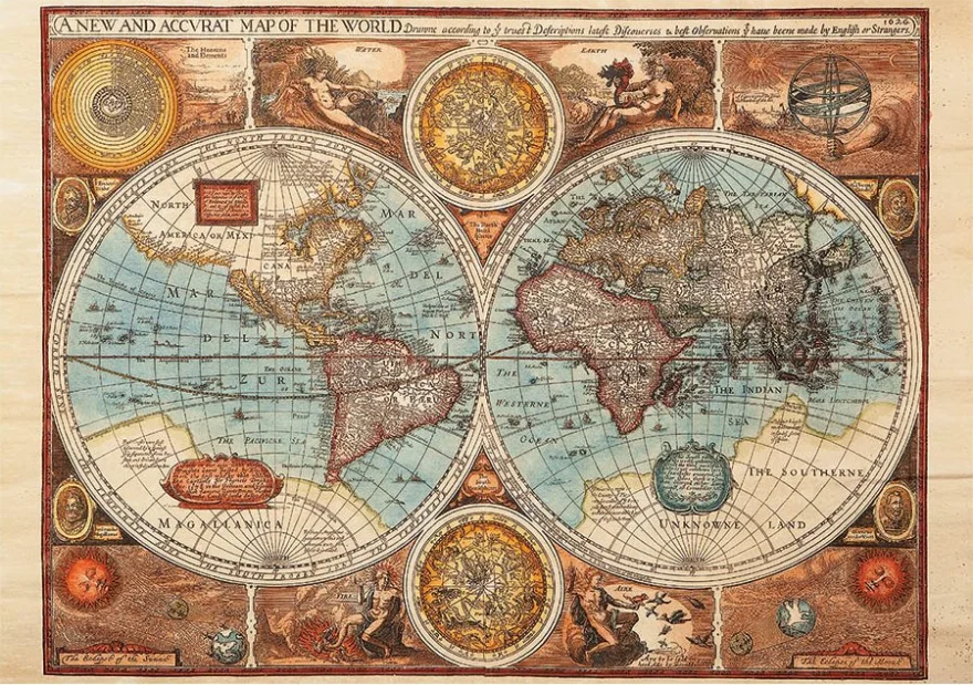 Dino Puzzle Mapa sveta r. 1626, 500 dielikov